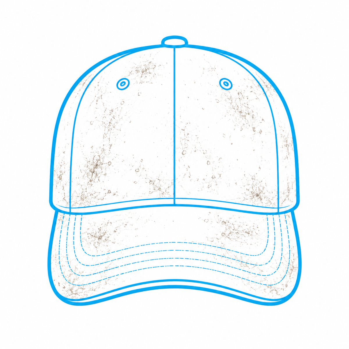 Baseball cap covered with visible dirt and grime across the crown and brim