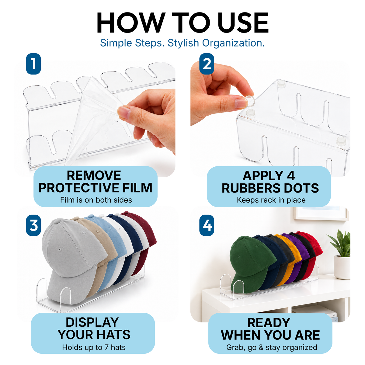 Acrylic Hat Rack 2-Pack